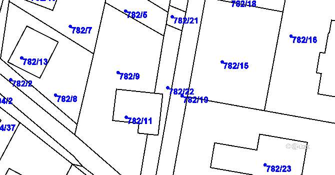 Parcela st. 782/22 v KÚ Malešov, Katastrální mapa