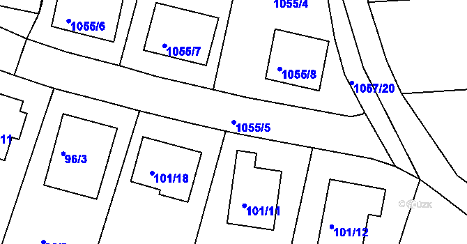 Parcela st. 1055/5 v KÚ Malešov, Katastrální mapa