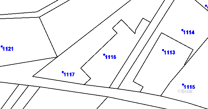 Parcela st. 1116 v KÚ Malešov, Katastrální mapa