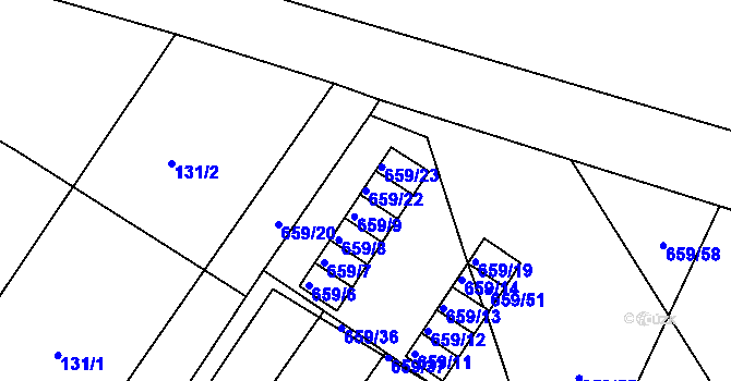 Parcela st. 659/22 v KÚ Malešov, Katastrální mapa