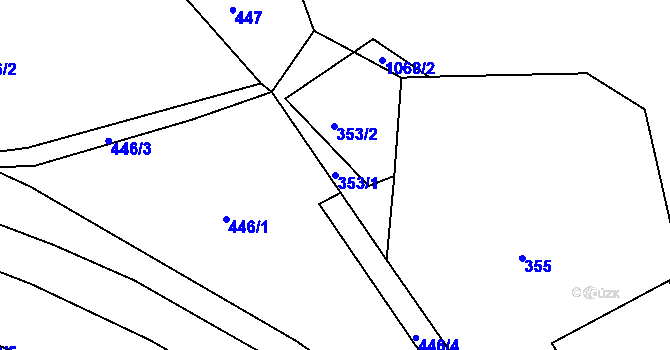 Parcela st. 353/1 v KÚ Malešov, Katastrální mapa