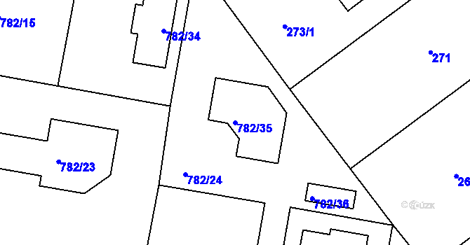 Parcela st. 782/35 v KÚ Malešov, Katastrální mapa