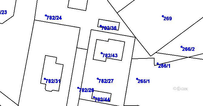 Parcela st. 782/43 v KÚ Malešov, Katastrální mapa