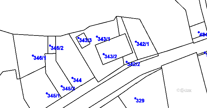 Parcela st. 343/2 v KÚ Malešov, Katastrální mapa