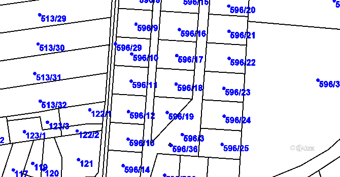 Parcela st. 596/3 v KÚ Malešov, Katastrální mapa