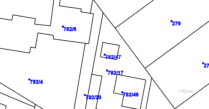 Parcela st. 782/47 v KÚ Malešov, Katastrální mapa