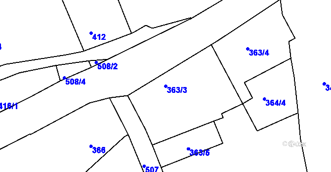 Parcela st. 363/3 v KÚ Malešov, Katastrální mapa