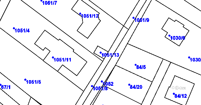 Parcela st. 1051/13 v KÚ Malešov, Katastrální mapa