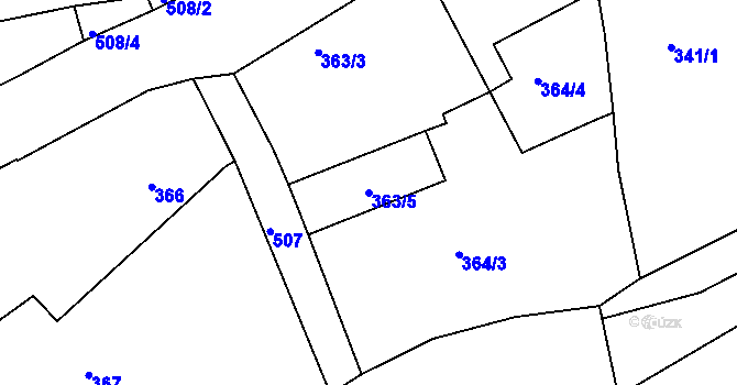 Parcela st. 363/5 v KÚ Malešov, Katastrální mapa