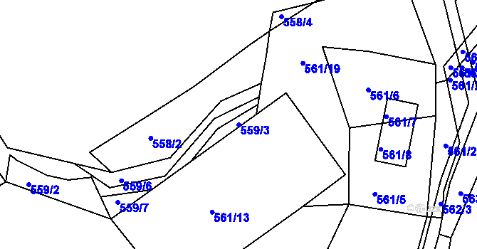 Parcela st. 559/3 v KÚ Malešov, Katastrální mapa