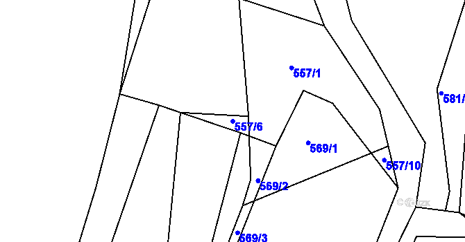 Parcela st. 557/6 v KÚ Malešov, Katastrální mapa
