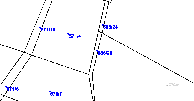 Parcela st. 585/28 v KÚ Malešov, Katastrální mapa
