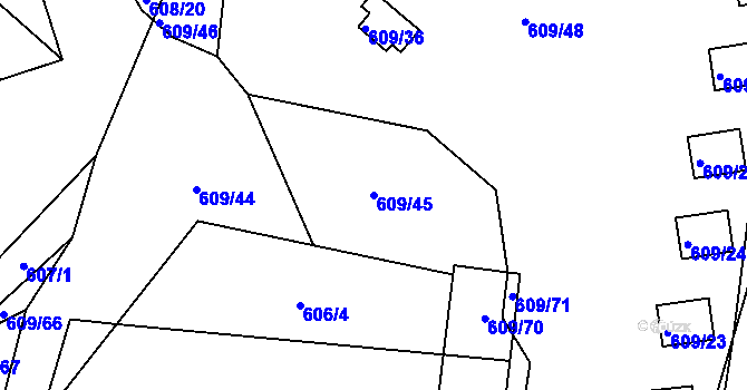 Parcela st. 609/45 v KÚ Malešov, Katastrální mapa