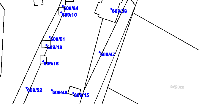 Parcela st. 609/47 v KÚ Malešov, Katastrální mapa