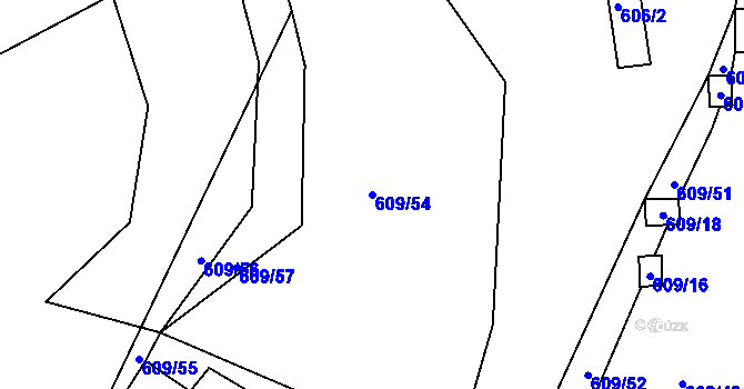 Parcela st. 609/54 v KÚ Malešov, Katastrální mapa