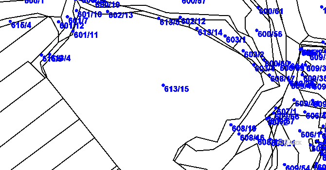 Parcela st. 613/15 v KÚ Malešov, Katastrální mapa