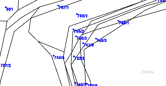 Parcela st. 752/8 v KÚ Malešov, Katastrální mapa