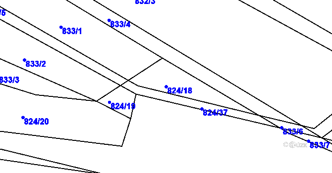Parcela st. 824/18 v KÚ Malešov, Katastrální mapa