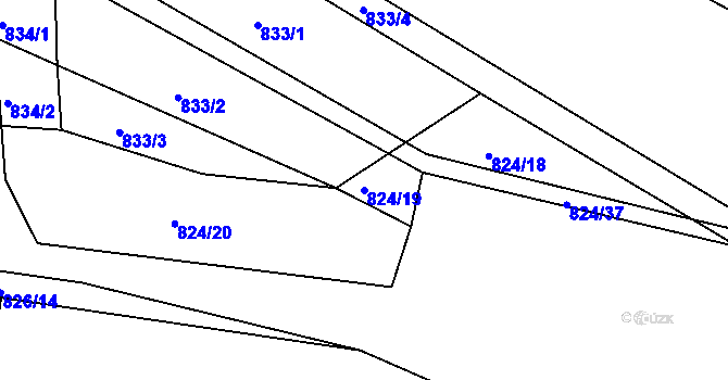 Parcela st. 824/19 v KÚ Malešov, Katastrální mapa