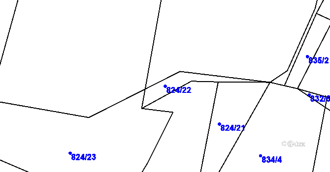 Parcela st. 824/22 v KÚ Malešov, Katastrální mapa
