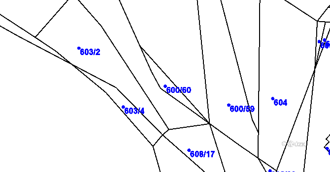 Parcela st. 600/60 v KÚ Malešov, Katastrální mapa