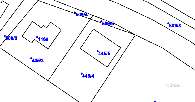 Parcela st. 445/5 v KÚ Malešov, Katastrální mapa
