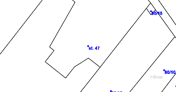 Parcela st. 47 v KÚ Týniště u Malešova, Katastrální mapa