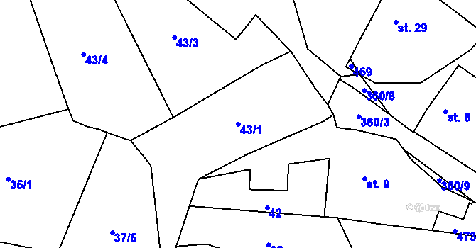 Parcela st. 43/1 v KÚ Týniště u Malešova, Katastrální mapa