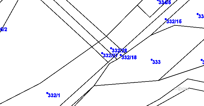 Parcela st. 332/27 v KÚ Týniště u Malešova, Katastrální mapa