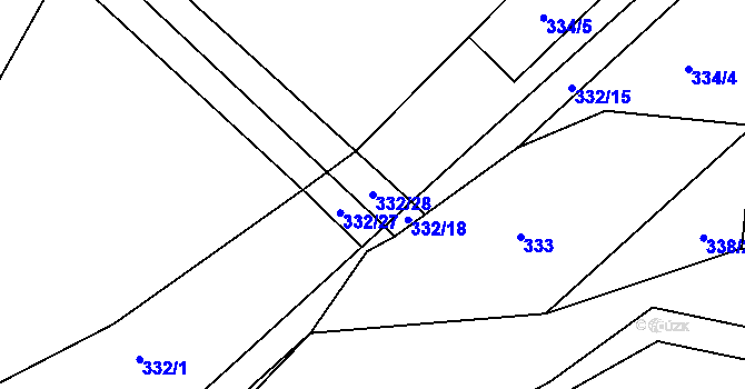 Parcela st. 332/28 v KÚ Týniště u Malešova, Katastrální mapa