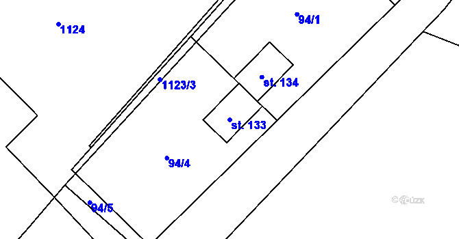 Parcela st. 133 v KÚ Týniště u Malešova, Katastrální mapa