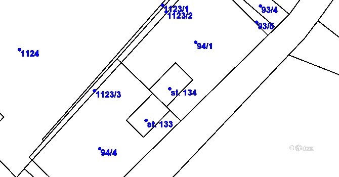 Parcela st. 134 v KÚ Týniště u Malešova, Katastrální mapa
