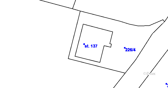 Parcela st. 137 v KÚ Týniště u Malešova, Katastrální mapa
