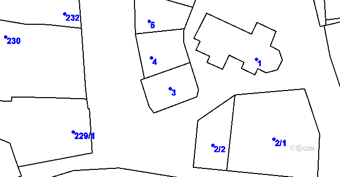 Parcela st. 3 v KÚ Malešovice, Katastrální mapa