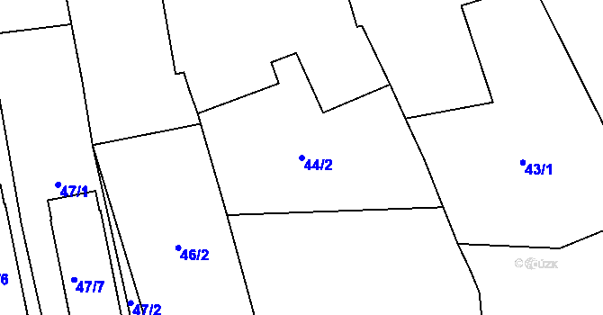 Parcela st. 44/2 v KÚ Malešovice, Katastrální mapa