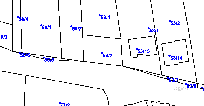 Parcela st. 54/2 v KÚ Malešovice, Katastrální mapa