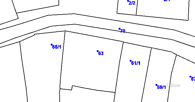 Parcela st. 63 v KÚ Malešovice, Katastrální mapa