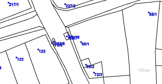 Parcela st. 69/1 v KÚ Malešovice, Katastrální mapa