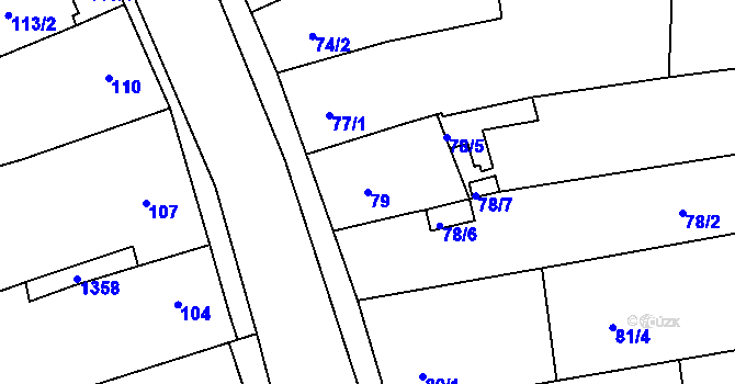 Parcela st. 79 v KÚ Malešovice, Katastrální mapa