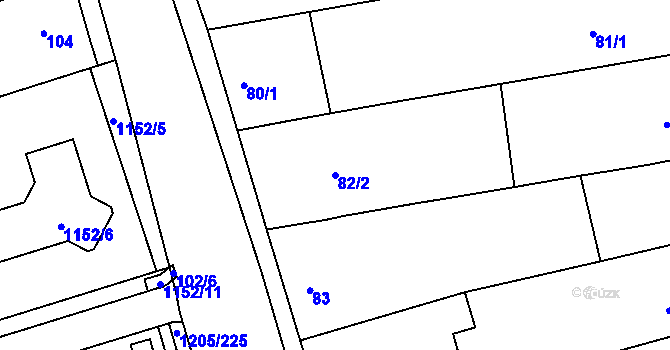 Parcela st. 82/2 v KÚ Malešovice, Katastrální mapa
