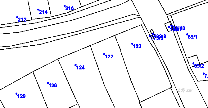 Parcela st. 122 v KÚ Malešovice, Katastrální mapa