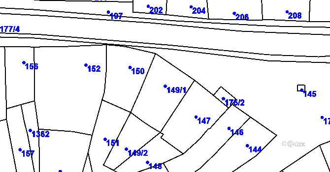 Parcela st. 149/1 v KÚ Malešovice, Katastrální mapa