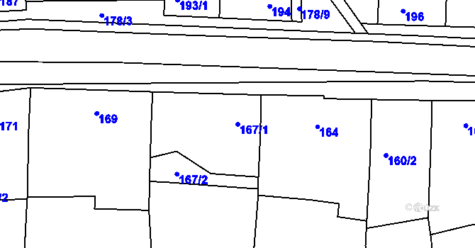 Parcela st. 167/1 v KÚ Malešovice, Katastrální mapa