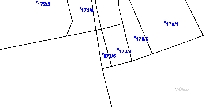 Parcela st. 172/6 v KÚ Malešovice, Katastrální mapa