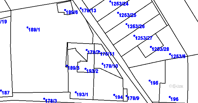 Parcela st. 178/11 v KÚ Malešovice, Katastrální mapa