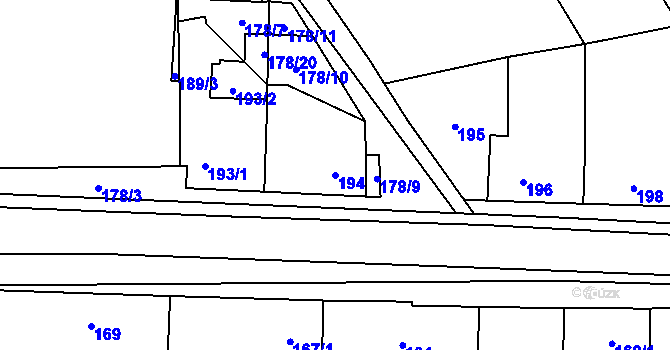 Parcela st. 194 v KÚ Malešovice, Katastrální mapa