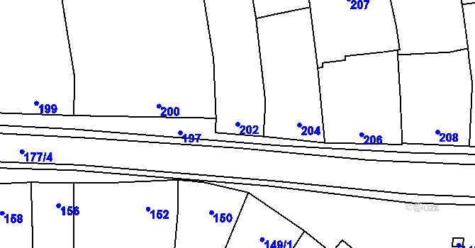 Parcela st. 202 v KÚ Malešovice, Katastrální mapa