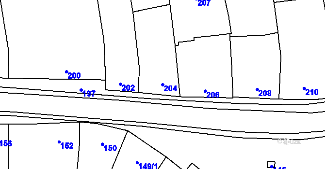 Parcela st. 204 v KÚ Malešovice, Katastrální mapa