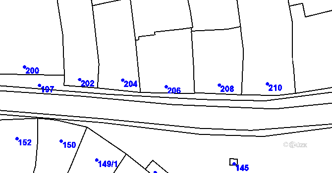 Parcela st. 206 v KÚ Malešovice, Katastrální mapa