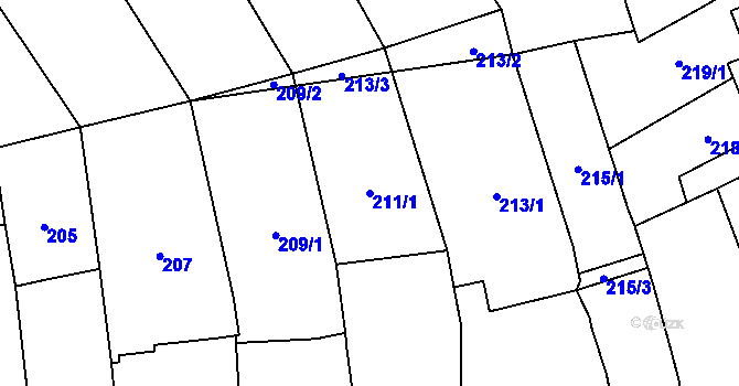Parcela st. 211/1 v KÚ Malešovice, Katastrální mapa